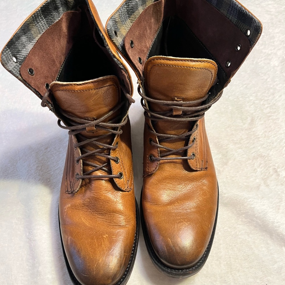 Josef Seibel Men's Brown Leather Lace-Up Boots distressed